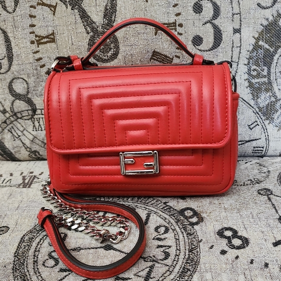 Handbags - Fendi Red Micro Double Baguette Bag Authentic Approx 7x5 No Callouts